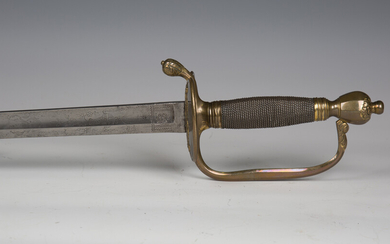 A George III 1796 pattern infantry officer's sword with single-edged blade, blade length 81cm