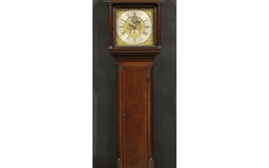 A George III oak longcase clock, 30.5cm square brass dial wi...