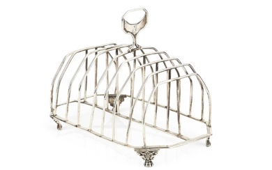 A George III silver nine bar toast rack, the angular...