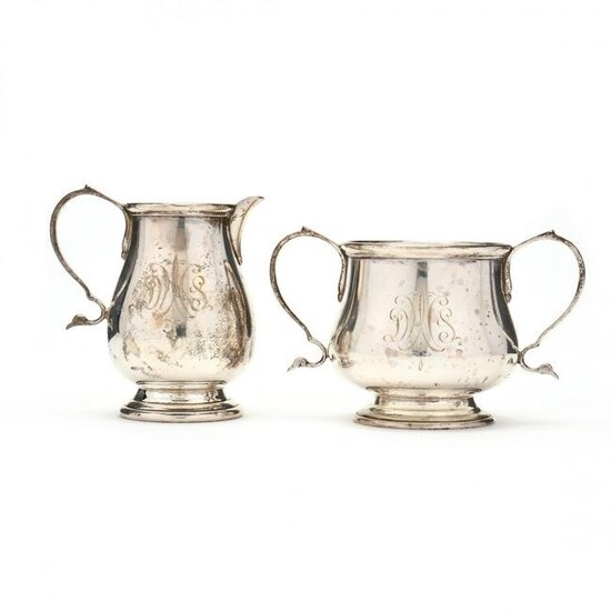 A Georgian Style Sterling Silver Creamer and Sugar Set