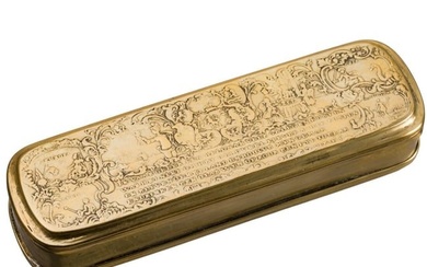A German brass tobacco box, Iserlohn, J. H. Giese, circa 1760