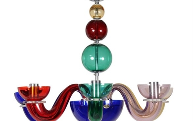 A Giovanni Cenedese Murano Glass coloured glass chandelier