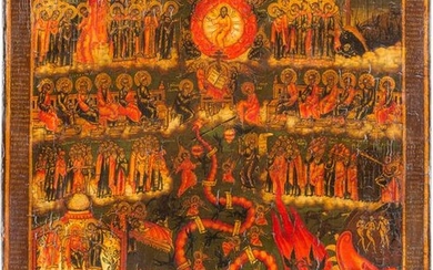 A LARGE ICON SHOWING THE LAST JUDGEMENT 2nd half 20th