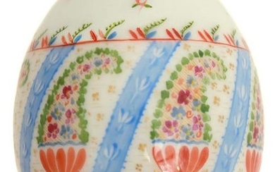A LARGE RUSSIAN PORCELAIN ESTER EGG WITH FLOWERS