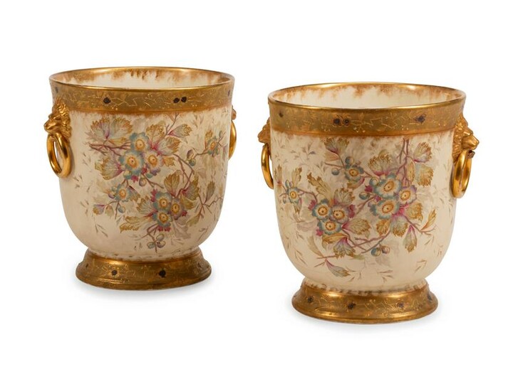 A Large Pair of Royal Bonn Porcelain Cache Pots Height