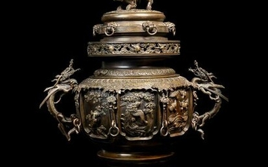 A Large and Finely Cast Bronze Incense Burner
