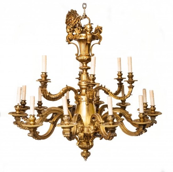 A Louis XIV Style Ormolu Eighteen-Light Chandelier