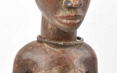 A Luba, Congo, figure with wrought iron and string attachments,...