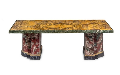 A Modern Marble and Faux Marble Low Table by Robert