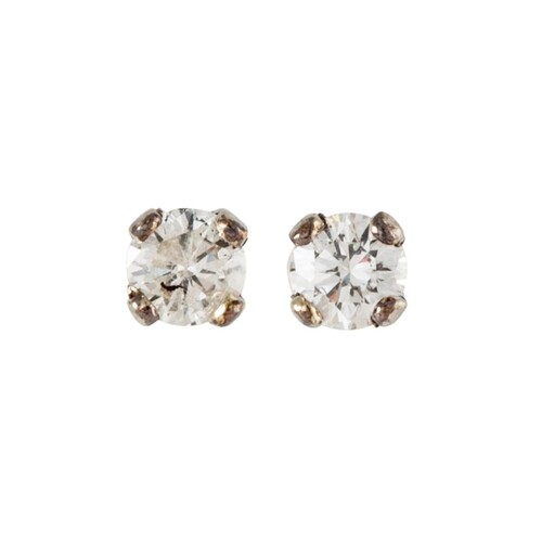 A PAIR OF DIAMOND STUD EARRINGS, the diamonds mounted in whi...