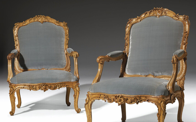 A PAIR OF LOUIS XV BEECHWOOD FAUTEUILS, BY LOUIS CRESSON, CIRCA 1740