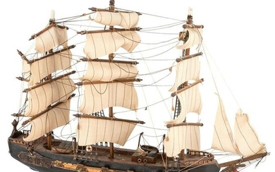 A Painted Wood Model of the Frigate Espanola