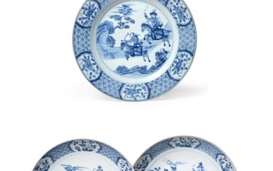 A Pair of Chinese Porcelain Saucer Dishes, Kangxi/Yongzheng, painted in...