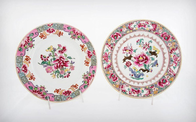 A Pair of Fine Chinese Famille Rose Porcelain Plates, Qianlong...