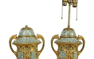 A Pair of Louis XV Style Bronze Mounted Marble