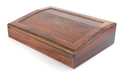 A Regency rosewood and brass mounted writing slope, 38 x...