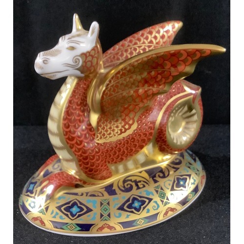 A Royal Crown Derby paperweight,The Wessex Wyvern, Winged Dr...