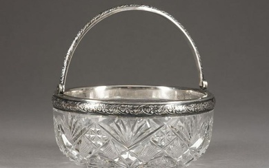 A SILVER-MOUNTED CUT GLASS BOWL Russian, Moscow, 1908-19