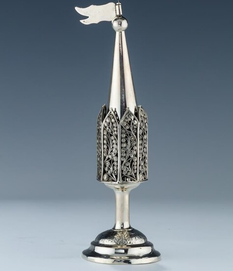 A SILVER SPICE TOWER. Poland c. 1830. On round base
