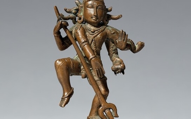 A South Indian copper alloy figure of a dancing Shiva. 20th century
