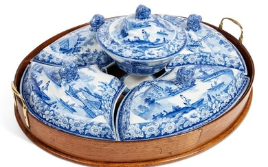 A Staffordshire blue and white transfer set
