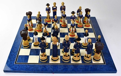 A Studio Anne Carlton 'Battle of Trafalgar' painted chess set,...