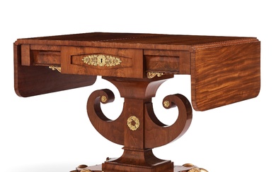 A Swedish Empire mahogany center table attributed to Johan Öman, (Stockhom 1815-1833).