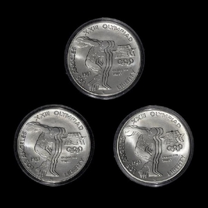 * A United States 1983-P,S,D Los Angeles Summer Olympiad Silver Dollar Set
