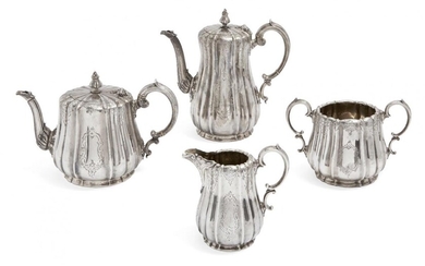 A Victorian four-piece silver tea set, London, c.1863, Edward &...