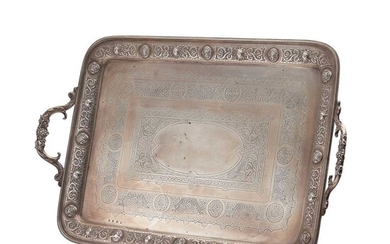 A Victorian twin handled tea tray