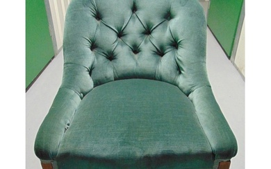A Victorian upholstered mahogany ladies chair on turned supp...