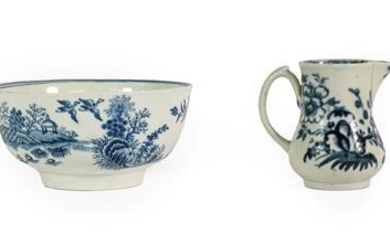 A Worcester Porcelain Bowl, circa 1775, printed in underglaze blue...