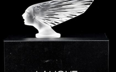 A boxed 'Victoire' glass mascot/paperweight by Crystal Lalique of Paris, post-War