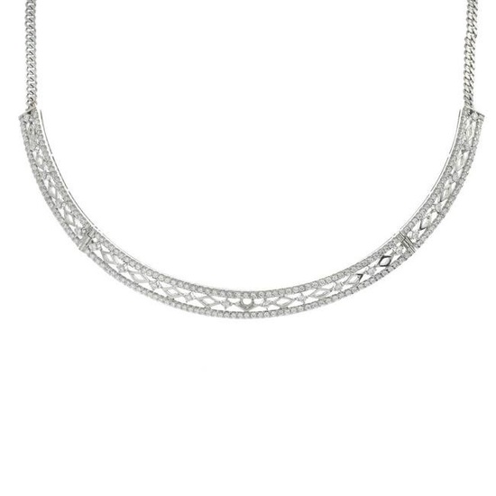 A brilliant-cut diamond necklace, with flat curb-link