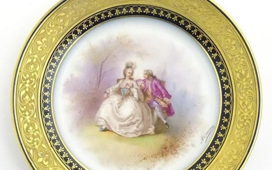 A cabinet plate in the manner of Sevres, decorated with