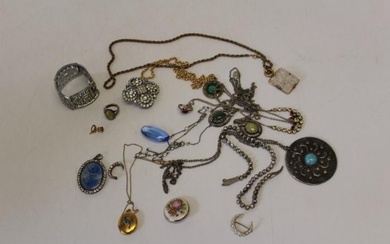 A collection of antique and vintage silver and costume jewellery....
