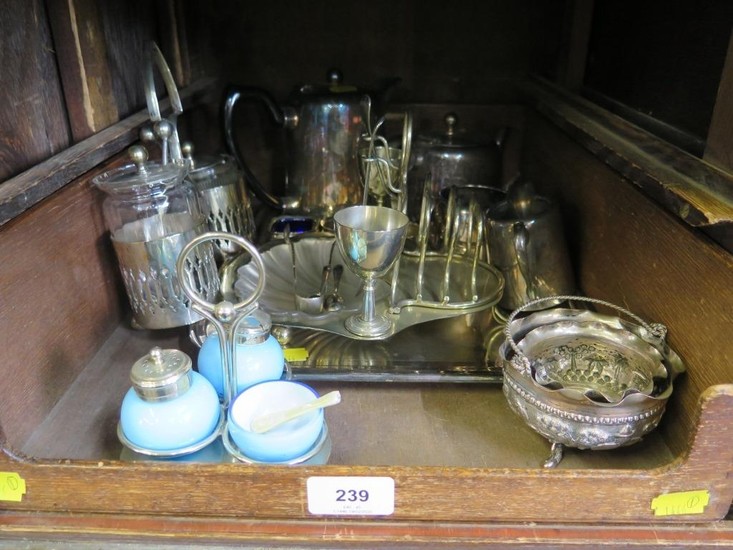 A collection of silver plate, including four piece tea set a...