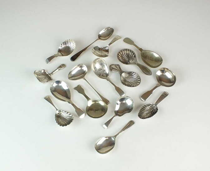 A collection of ten silver caddy spoons