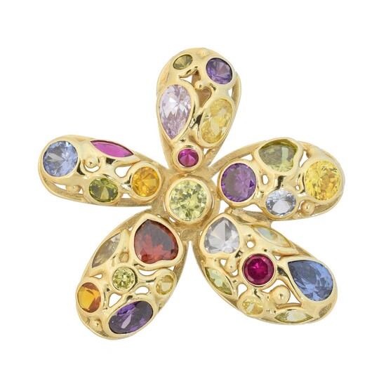 A gem-set floral pendant