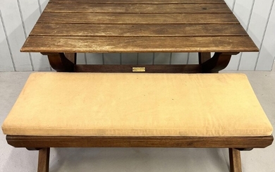 A hardwood table & bench (with cushion), by Woodfurn...