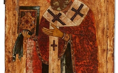 A large Russian icon of St. Nicholas