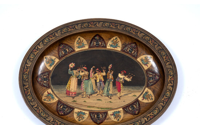 A late 19th century Sorrento ware oval tray