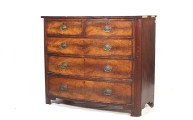 A late Georgian mahogany bowfronted chest of drawers.