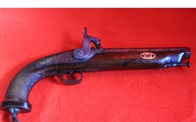 A mid-Victorian percussion pistol, no maker's marks visible,...