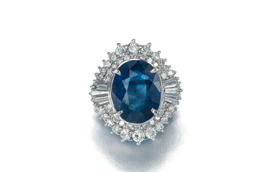 A natural sapphire and diamond ring
