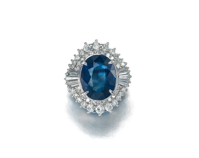 A natural sapphire and diamond ring