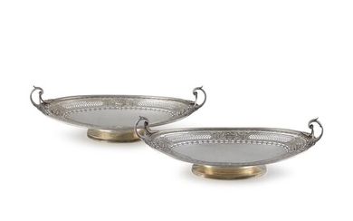 A pair of American sterling silver reticulated serving dishes...