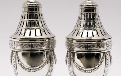 A pair of Dutch silver casters