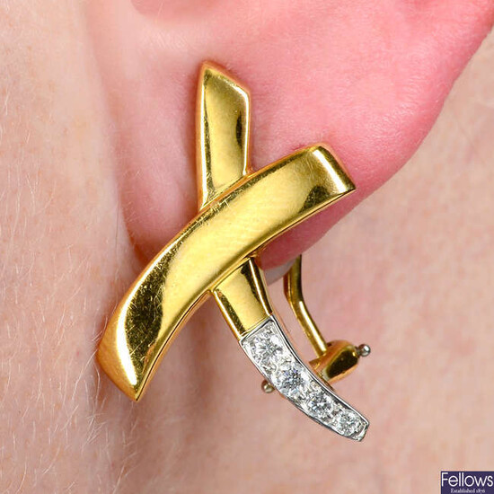 A pair of brilliant-cut diamond 'Kiss' earrings, by Paloma Picasso, for Tiffany & Co.