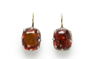 A pair of hessonite garnet earrings